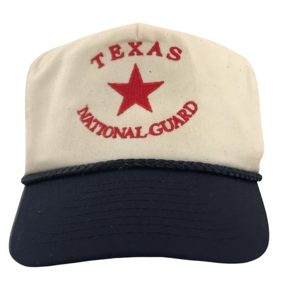 Nissun Cap's "Texas National Guard" Adjustable Cream&Blue&Red Vintage Ball Cap - Picture 1 of 14